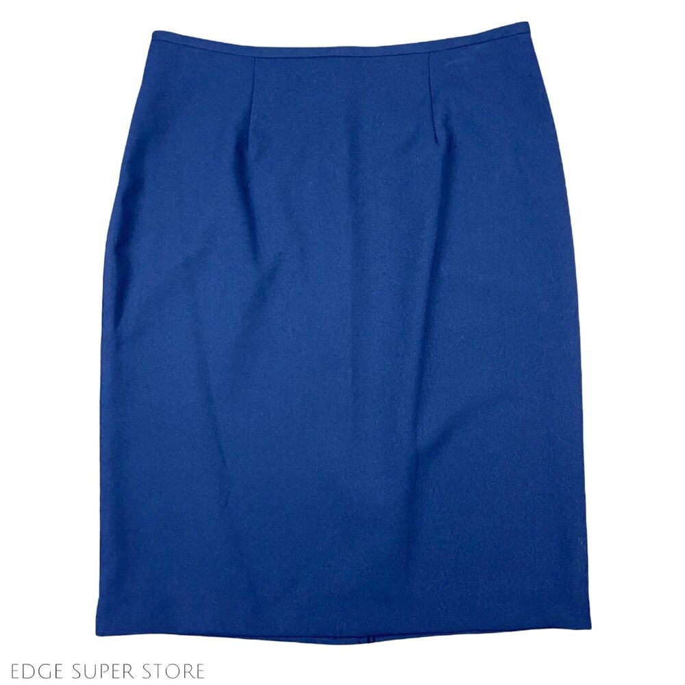 Dark Navy Blue Zip Up Evening Suit Business Pencil Straight Slit Skirt Size 6